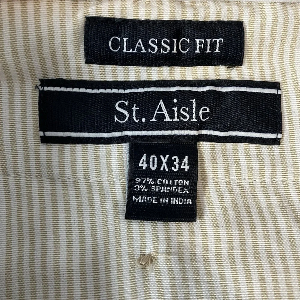 St Aisle‎ Pants Womens Sz 40 X 34 Tan Classic Fit Beige Stretch Chino Flex Waist